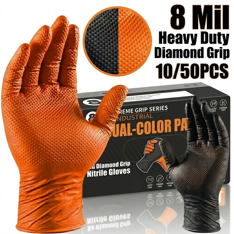 Nitrile Mechanic Glove - Guantes de Nitrilo Naranja Resistentes de