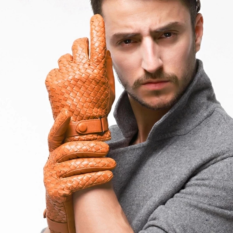 Leather Driving Glove - Guantes de piel auténtica para hombre,