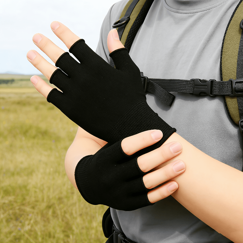 Guantes Negros de Punto sin De - Fingerless Glove Knit reseña y precio